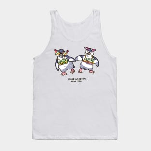 Chin N Strap penguin waddles Tank Top